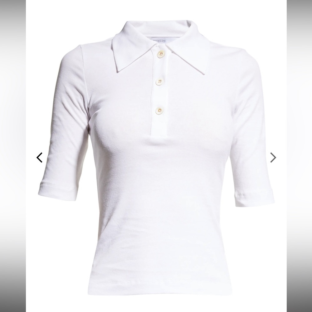 Rosetta Getty white fitted crop sleeve polo